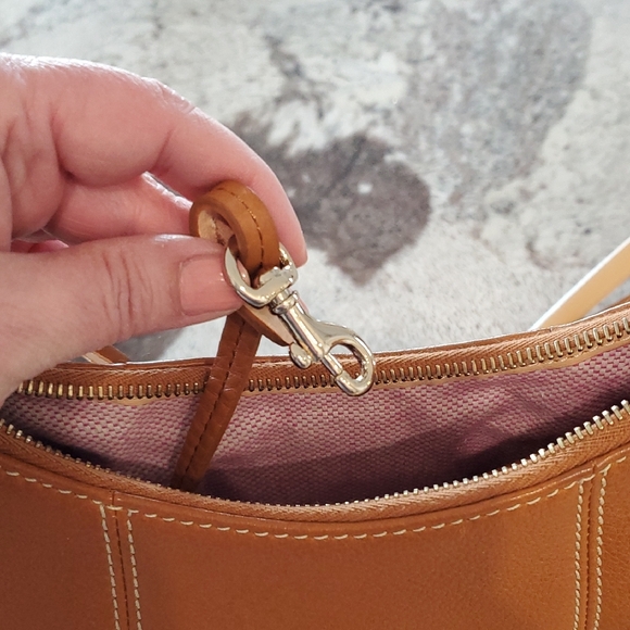 Dooney & Bourke Cognac Brown Pebbled Leather Crossbody Satchel Bag - Picture 6 of 17